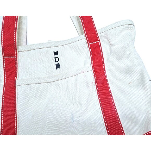 Lands End Canvas Boat Tote Beach Travel Bag Red D Logo Monogram - Picture 3 of 10